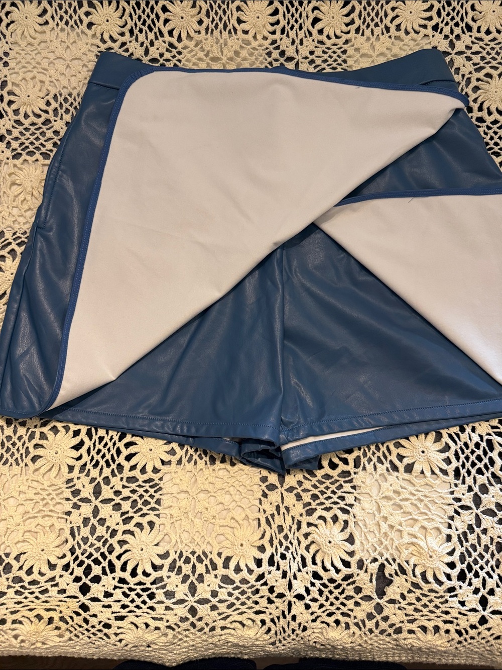 SSYS Blue Faux Leather Skort with Clean Waistband - Picture 2 of 8